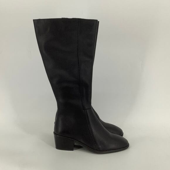 Naot Size 38 Black Soft Leather Gift Knee High Boots Block Heel Side Zip P30-13 - Picture 3 of 9